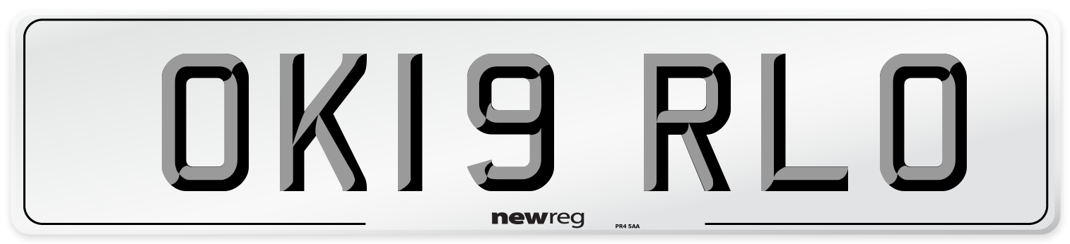 OK19 RLO Number Plate from New Reg